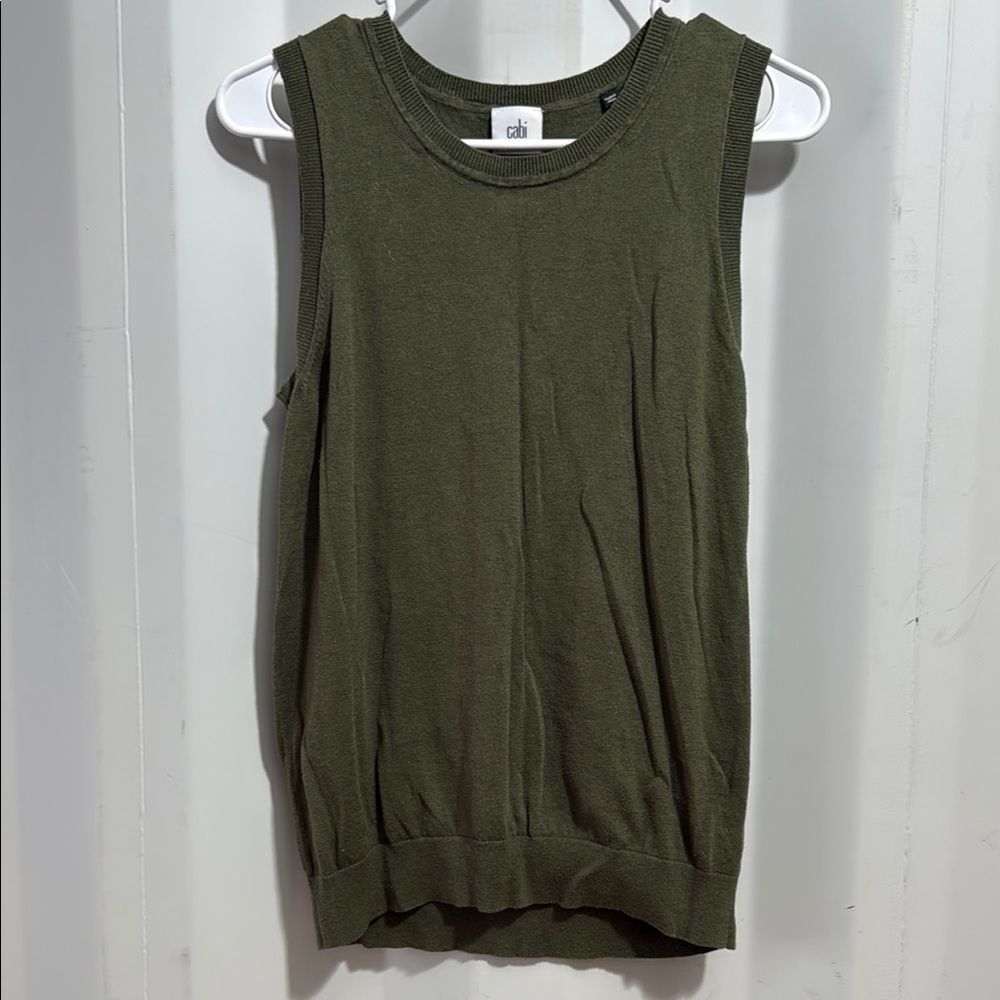 Cabi 5461 Olive Green Sleeveless Sweater Top - Picture 1 of 4